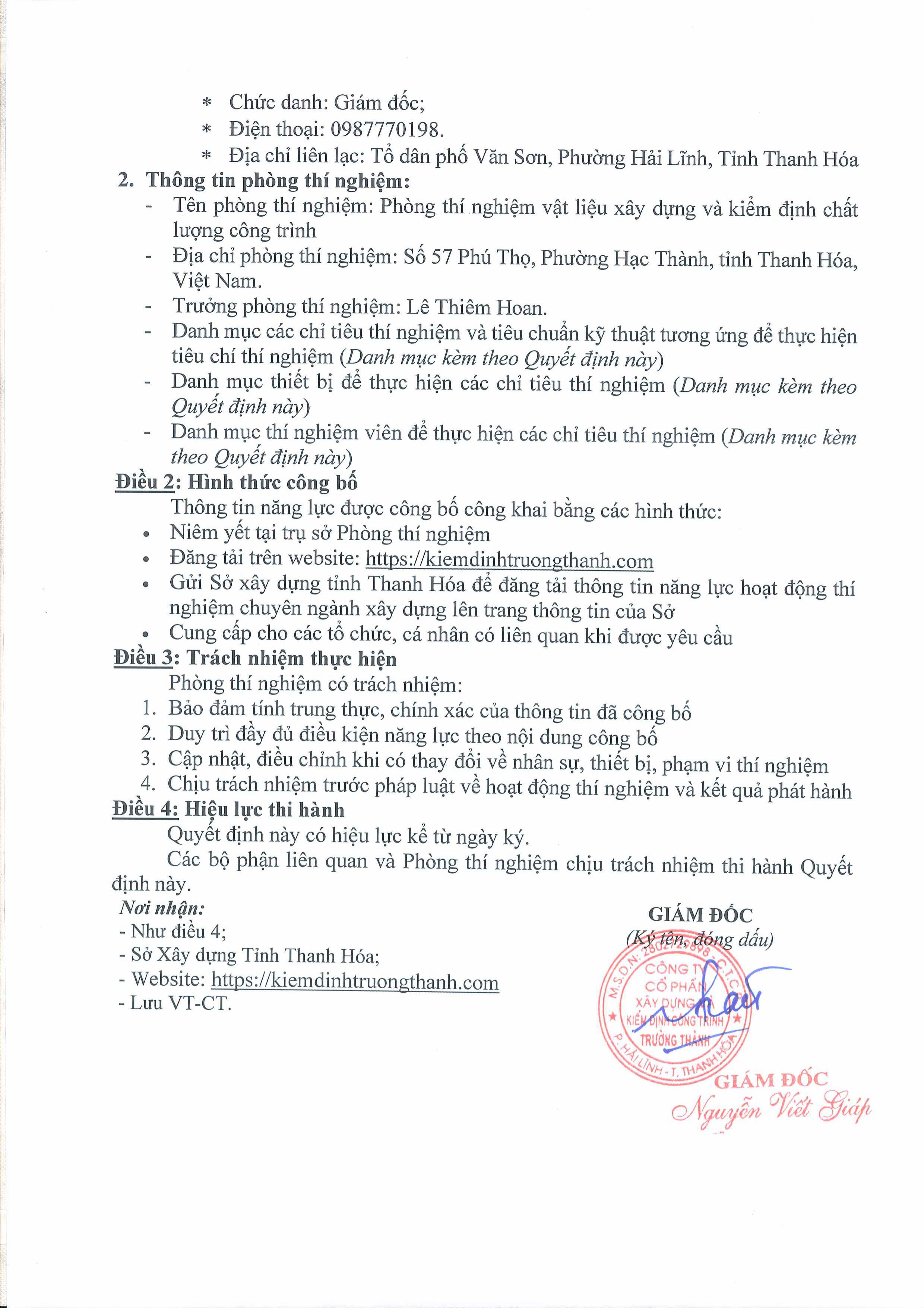 Danh mục phép thử